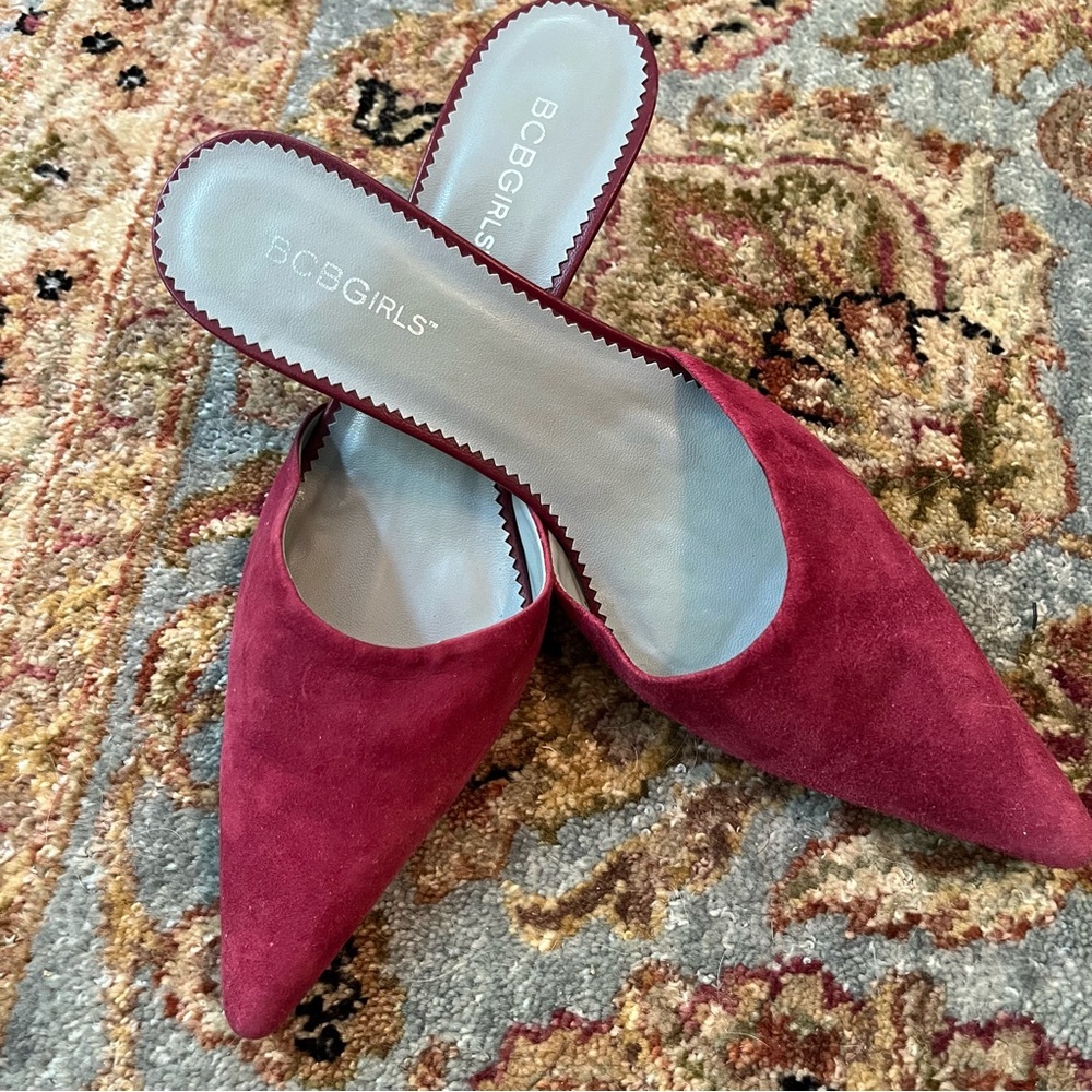 Raspberry Suede Mules